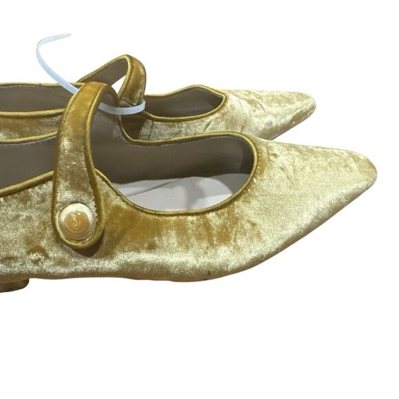 Revolve Sam Edelman Jene Mary Jane Gold Velvet Pointed Toe Flats NWOT - Picture 7 of 12